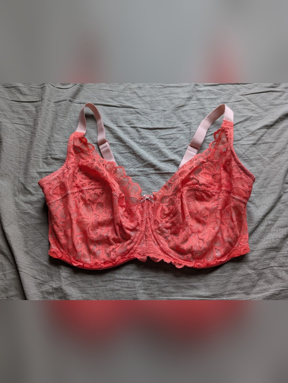 NWOT Panache Allure Full Figure Unlined Lace Underwire Bra 38K Coral